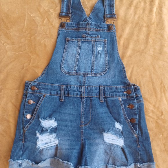 Blue Spice Size 9 Denim Overall Shorts - Picture 12 of 12